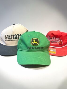 John Deere Mellow Mushroom Braves Hat Lot 3 Snapback Trucker Bundle